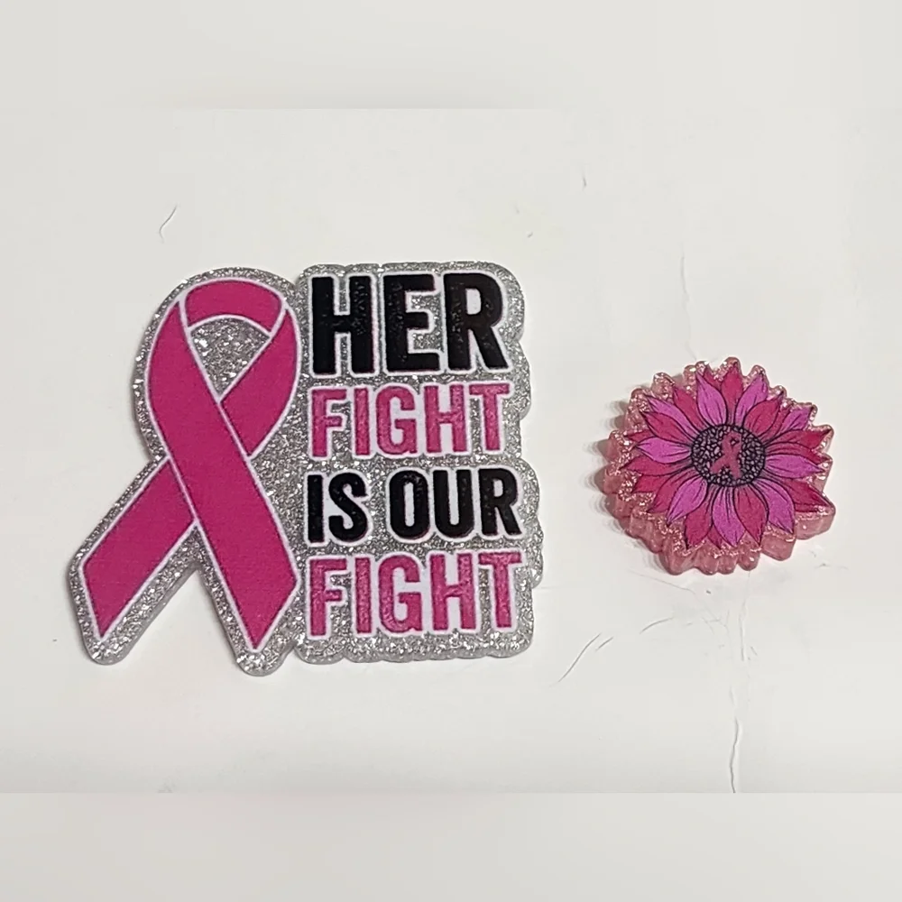 Flatback Pink Ribbon Beads‎ Acrylic Cancer Keychain Bag Clip Magnet Crafts